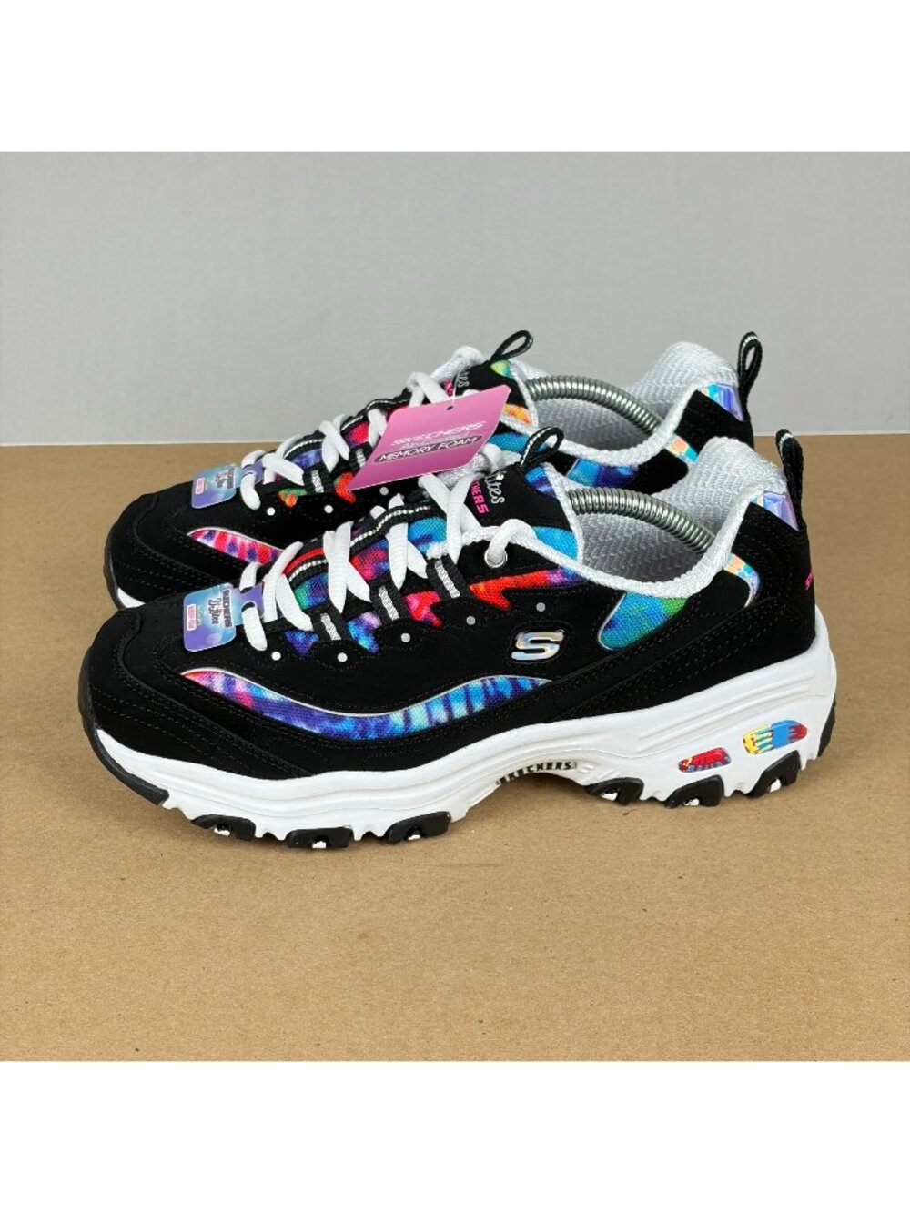 Skechers D'Lites Summer Fiesta Athletic Walking Shoes Womens 7 Black Multicolor